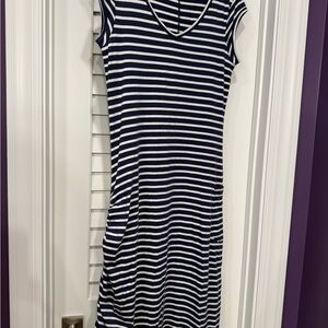 Toad&Co Navy and White Striped Sleeveless Dress size M